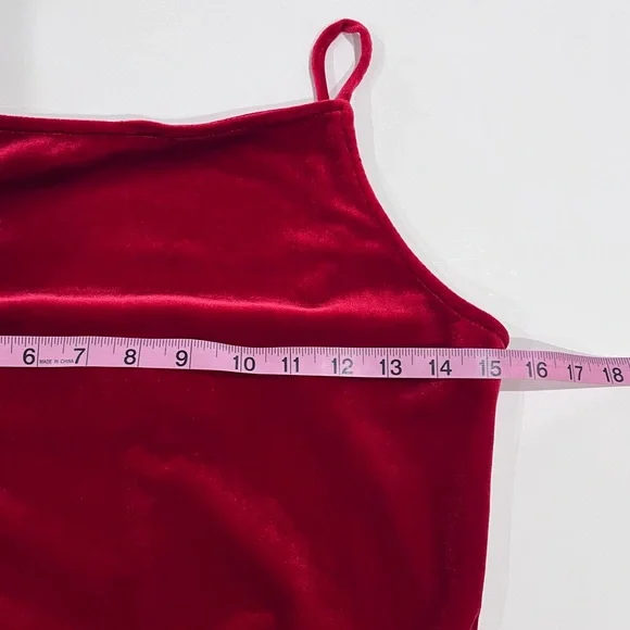 Vintage Jump Apparel Red Velvet Fitted Maxi Dress Size 11/12 - Picture 9 of 10